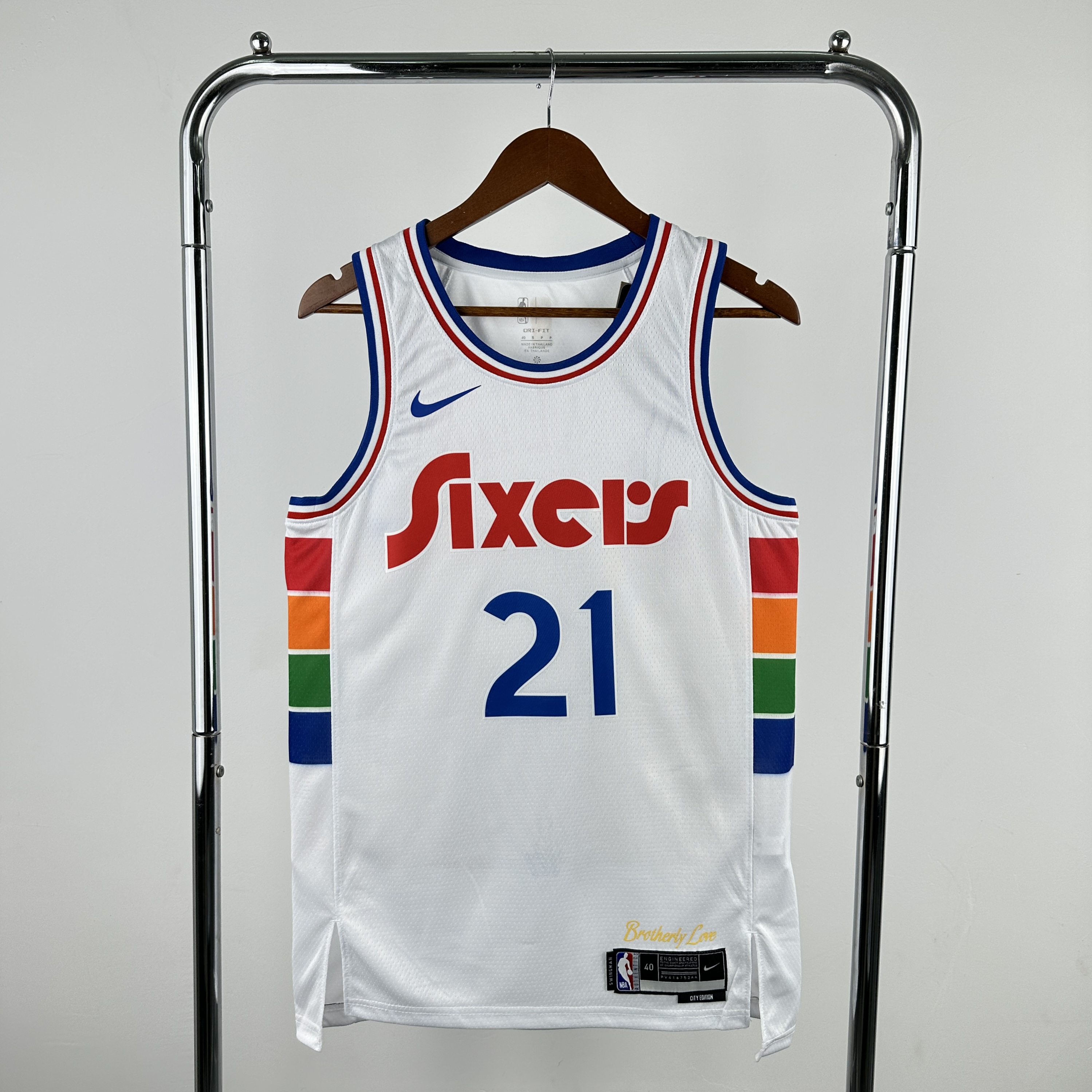 Men Philadelphia 76ers #21 Embiid White City Edition Season Nike 2025 NBA Jersey